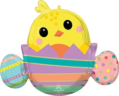 31 Inch Easter Chicky in Striped Egg Balloon