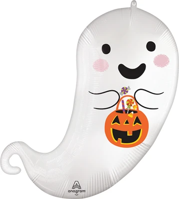 Shape Halloween Trick or Treat Satin Ghost Balloon