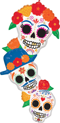 Shape Day of the Dead Bright Flores Balloon