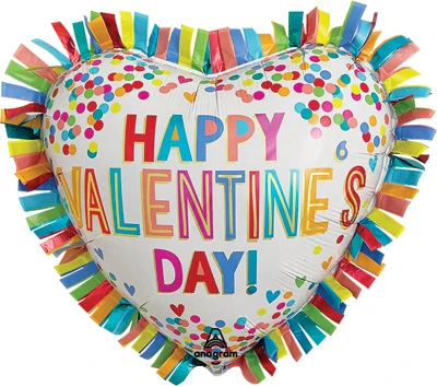 25 Inch Valentine Rainbow Fringe Balloon