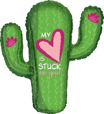 28 Inch Valentine Stuck on You Cactus Balloon