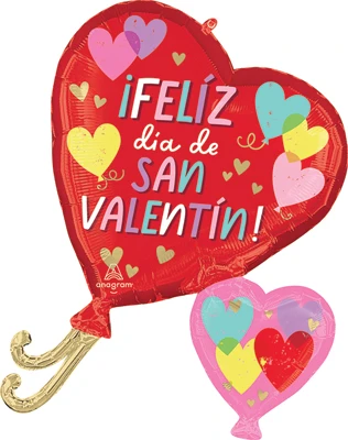 29 Inch Feliz Dia De San Valentin Hearts on Hearts Balloon