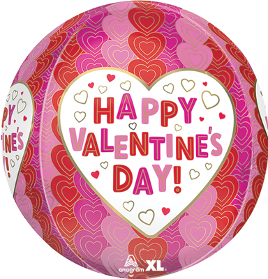 16 Inch Orbz Valentine Wrapped in Hearts Balloon