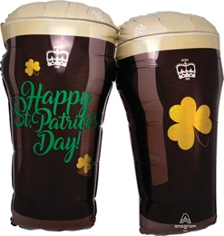 28 Inch St Patty's Beer Glasses Holographic Balloon