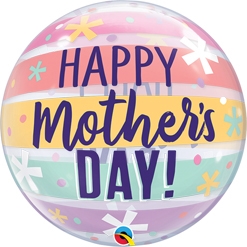22 Inch Mothers's Day Pastel Stripes Bubble Balloon