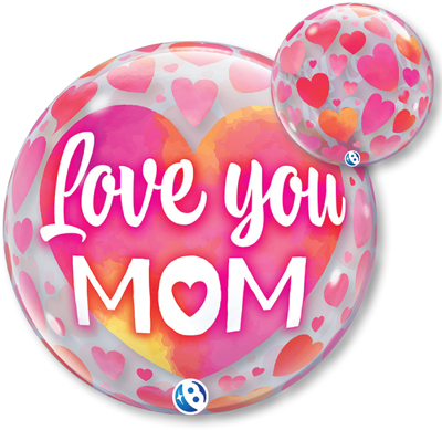 22 inch Love You Mom Pink Bubble Balloon