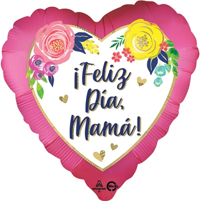 28 Inch Helium Saver Jumbo Mama Feliz Dia Watercolor Balloon