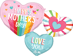 33 Inch Mother's Day Bright Stripes Hearts Balloon
