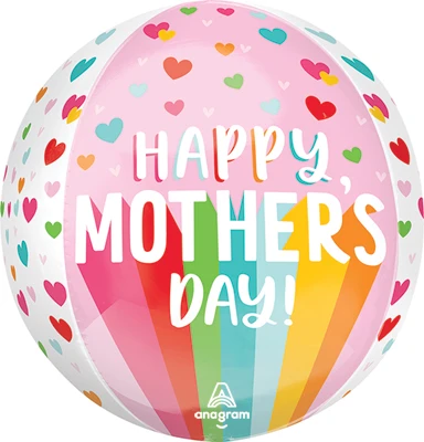 Orbz Mother's Day Bright Stripes Hearts Balloon