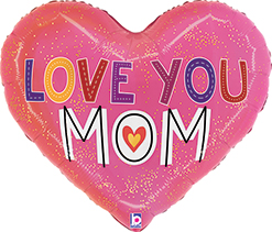 24 Inch Mother's Day Love You Mom Heart Balloon