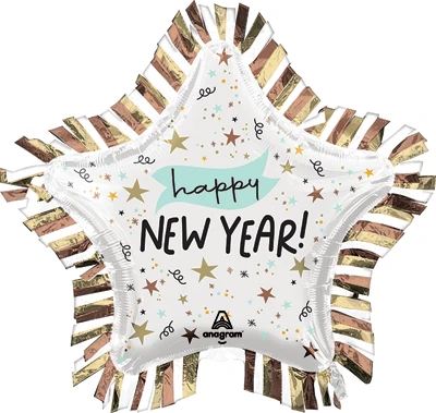 28 Inch New Year Fringe Border Star Balloon