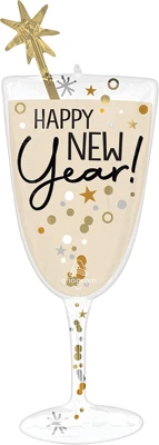 Shape New Year Bubbly Glass Balloon