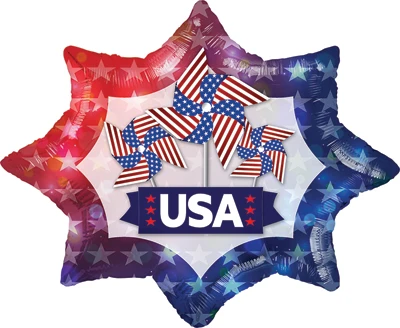 28 Inch USA Pinwheels Balloon