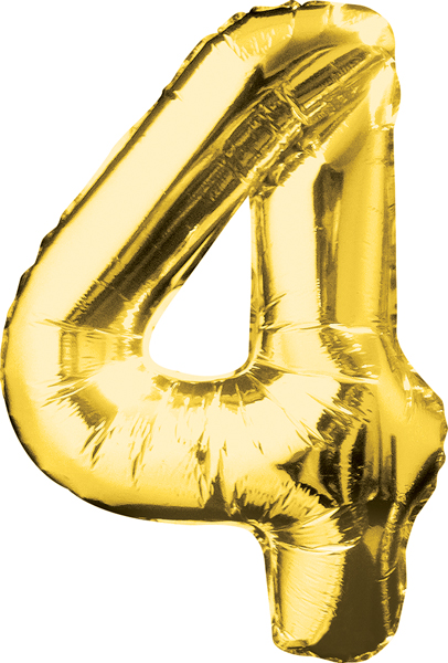 34 Inch Gold Number 4 Balloon - Balloons.com