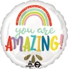 This balloonhas a rainbow and says You Are Amazing in colordul lettering