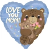 This balloon has a Mother Bear holding her little bear and it says Love You Mom next to them