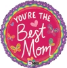 This balloon has a purple border with a pink middle and the middle says You're the best mom