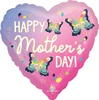 This balloon has a heart shape and says Happy Mother's Day with butterflies surrounding it