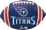 This balloon is a football shape with the Titans logo on it