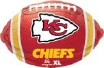 This balloon is a football shape with the chiefs logo on it