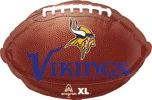 This balloon is football shaped and has a Vikings theme