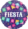 This balloon says Fiesta and has colorful banners around it