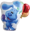 A balloon shaped like blue's clues holding two balloons