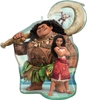 This balloon features Disney characters Moana and Maui standing on the ocean shore