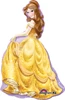 A balloon shaped like belle and it has a purple background