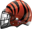 This balloon has  ahelmet shape with a bengals theme