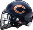 This balloon is a helmet shape with a Bears theme